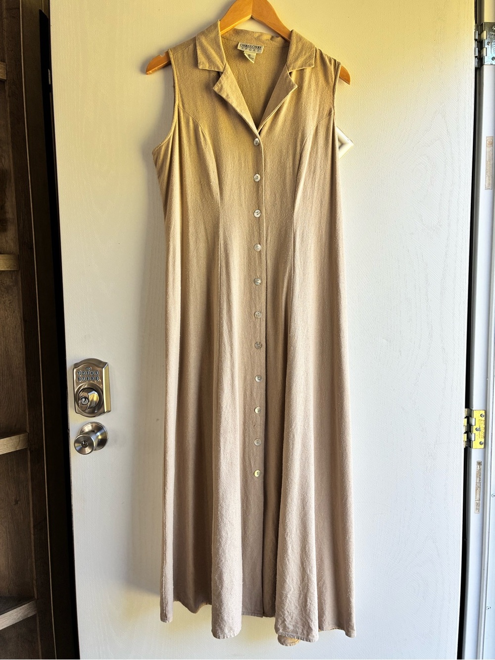 O’Kief & O’Kief Sport 100% Silk Beige Maxi Dress Size L